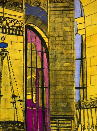 New York Public Library;
2018; charcoal watercolor oil pastel on paper, 24 x 18" New York Public Library;
2018; charcoal watercolor oil pastel on paper, 24 x 18"